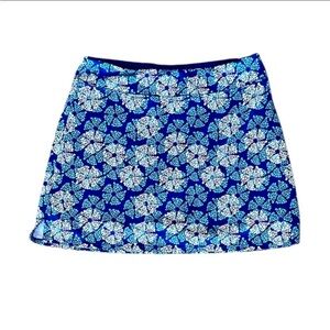Tranquility Floral Print Turquoise Blue Athletic Golf Yoga Tennis Skort Size Sm